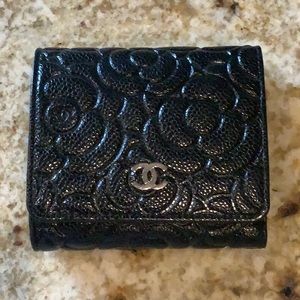 Authentic Chanel Camellia Trifold Wallet